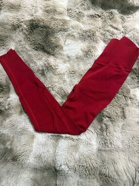 Fabletics Deep Red Seamless Leggings - Small